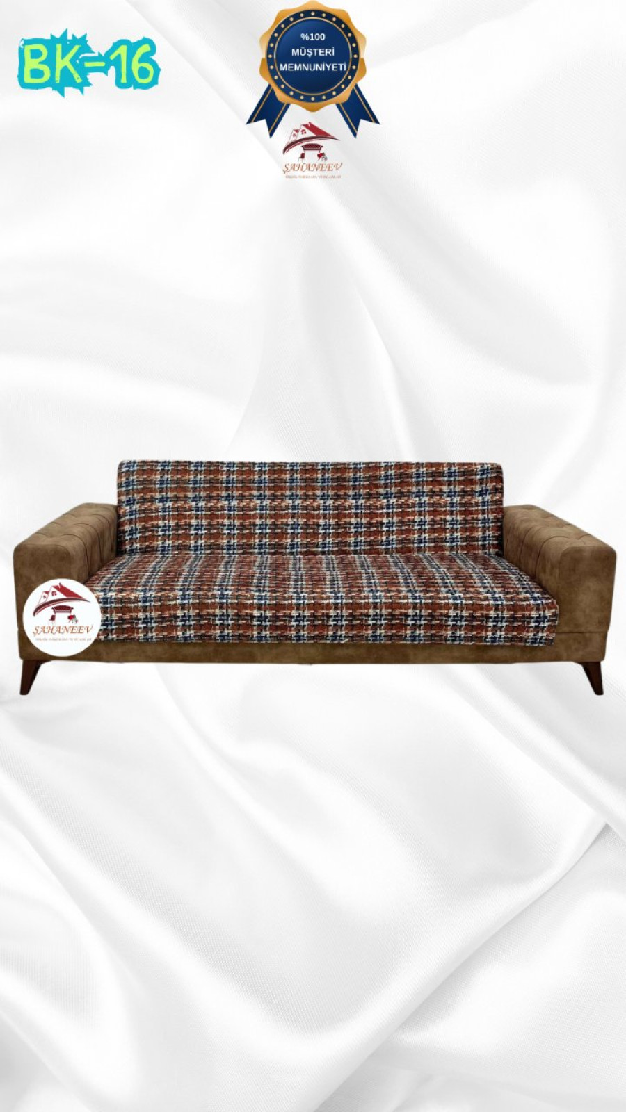 Patterned Printed Velvet Armless Sofa Cover - Elastic Flexible Sofa Set Protector Set Model BK-16 Color 3-Seater Set (1 Piece)