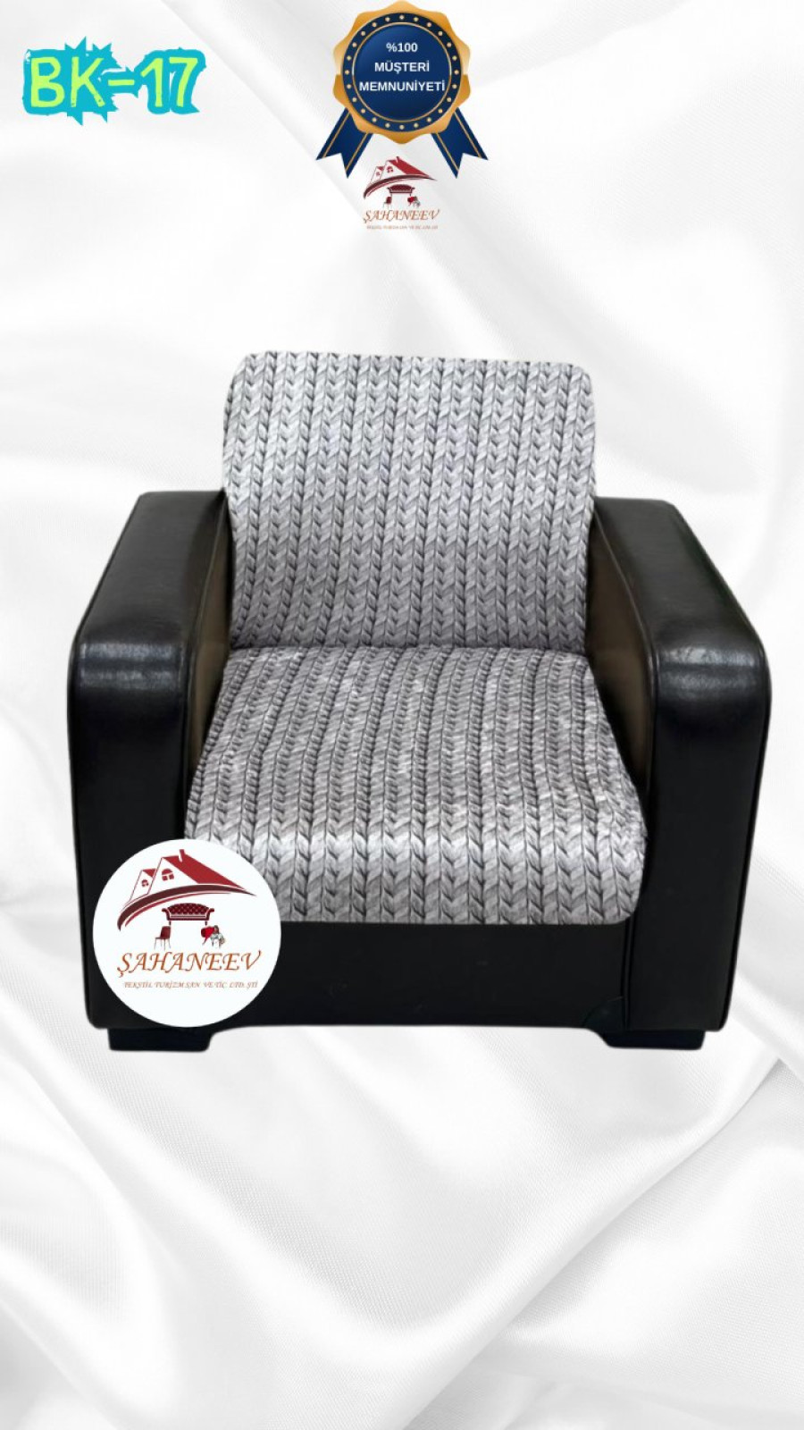 Desenli Baskılı Kadife Kolsuz Koltuk Kılıfı - Elastik Esnek Koltuk Takımı Koruyucu Set Model BK-17 Renk Tekli (1 Parça)
