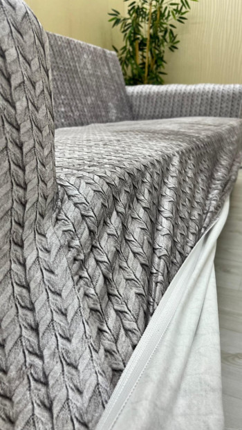 Patterned Printed Velvet Armless Sofa Cover - Elastic Flexible Sofa Set Protector Set Model BK-17 Color Single (1 Piece)