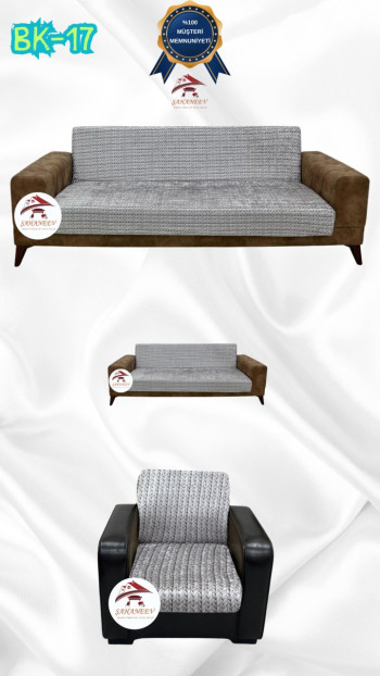 Patterned Printed Velvet Armless Sofa Cover - Elastic Flexible Sofa Set Protector Set Model BK-17 Color 3+2+1 (3 Piece Set)