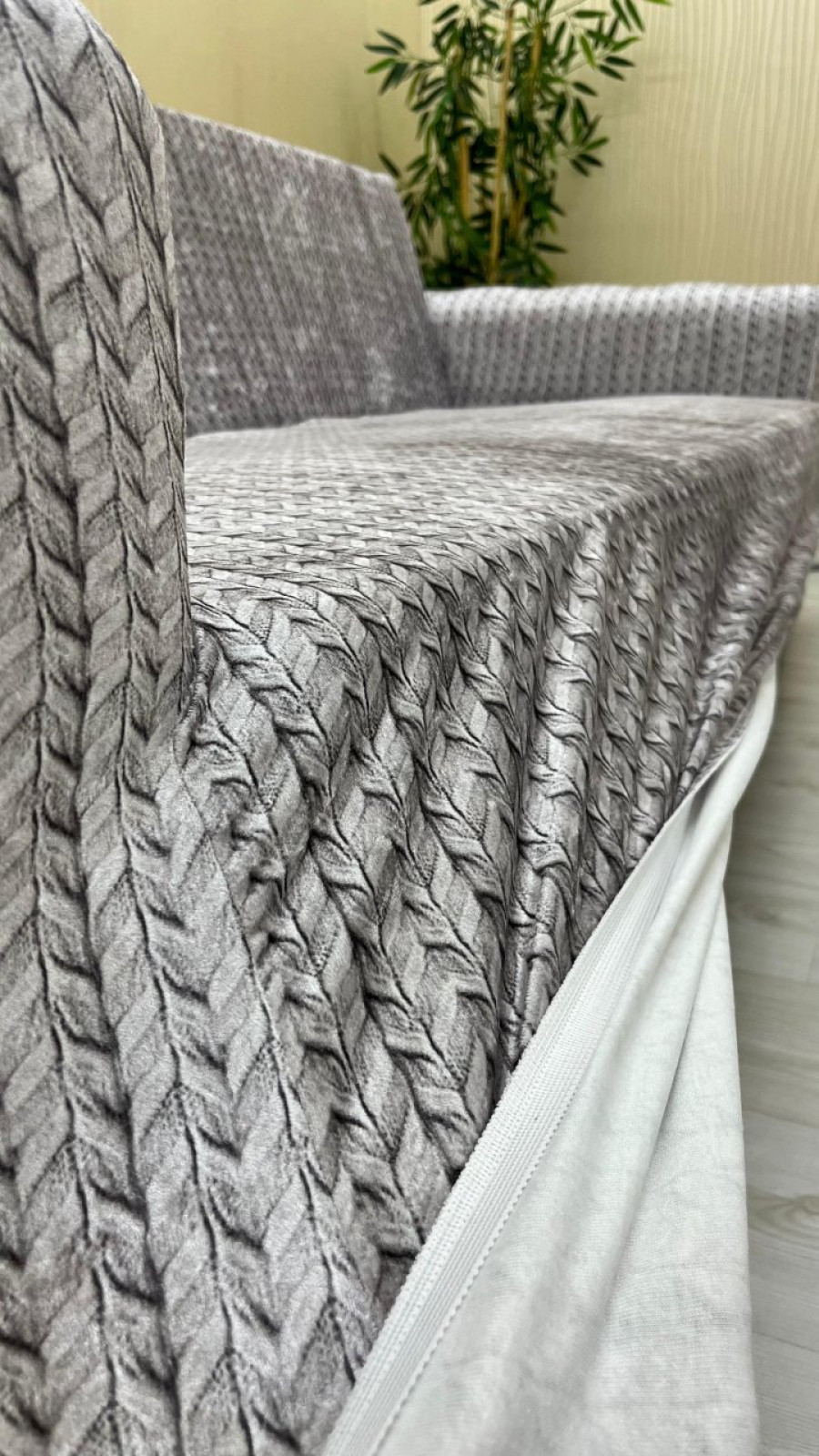 Desenli Baskılı Kadife Kolsuz Koltuk Kılıfı - Elastik Esnek Koltuk Takımı Koruyucu Set Model BK-17 Renk 3+2+1 (3 Parça Set) Özel Ölçü