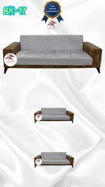 Patterned Printed Velvet Armless Sofa Cover - Elastic Flexible Sofa Set Protector Set Model BK-17 Color 3+2+2 (3 Piece Set)