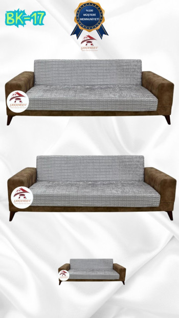 Desenli Baskılı Kadife Kolsuz Koltuk Kılıfı - Elastik Esnek Koltuk Takımı Koruyucu Set Model BK-17 Renk 3+3+2 (3 Parça Set)