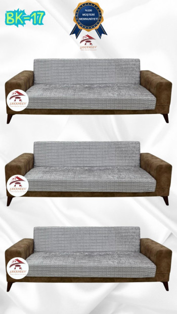 Patterned Printed Velvet Armless Sofa Cover - Elastic Flexible Sofa Set Protector Set Model BK-17 Color 3+3+3 (3 Piece Set) Custom Size