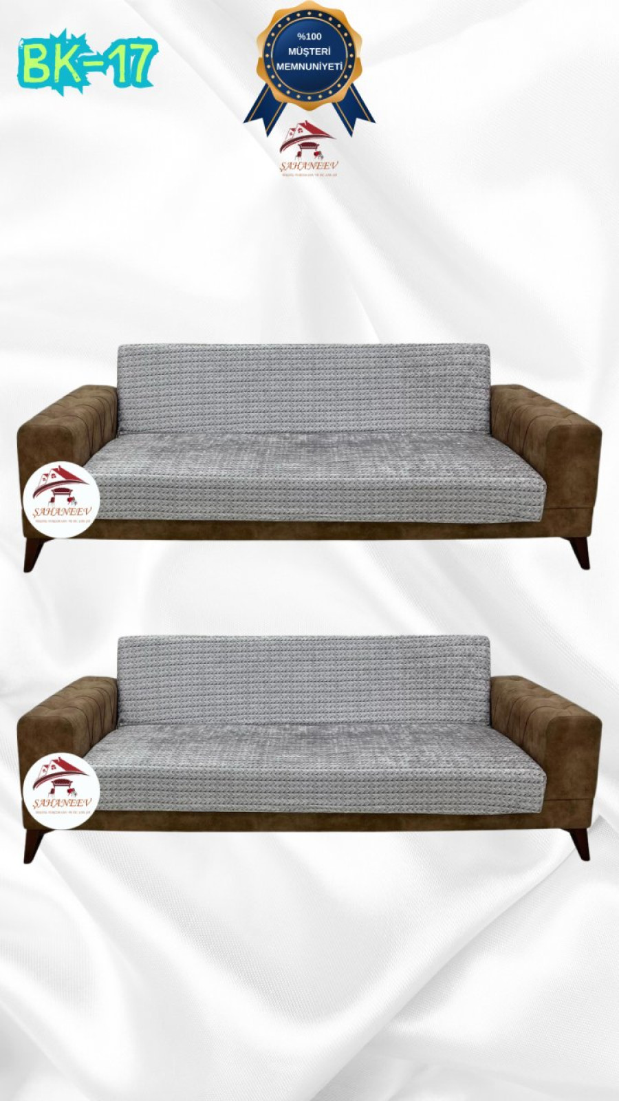 Desenli Baskılı Kadife Kolsuz Koltuk Kılıfı - Elastik Esnek Koltuk Takımı Koruyucu Set Model BK-17 Renk 3+3 (2 Parça Set)