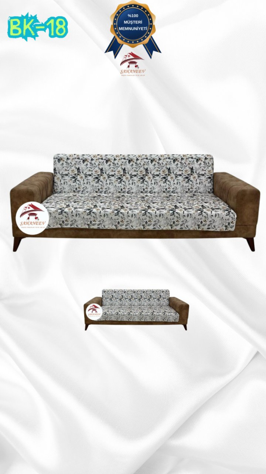 Patterned Printed Velvet Armless Sofa Cover - Elastic Flexible Sofa Set Protector Set Model BK-18 Color 3+2 (2 Piece Set) Custom Size