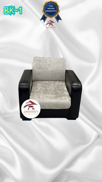 Desenli Baskılı Kadife Kolsuz Koltuk Kılıfı - Elastik Esnek Koltuk Takımı Koruyucu Set Model BK-01 Renk Tekli (1 Parça)