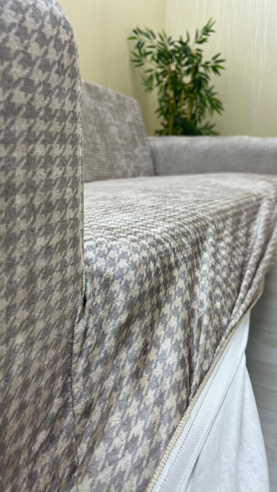 Patterned Printed Velvet Armless Sofa Cover - Elastic Flexible Sofa Set Protector Set Model BK-01 Color 2-Seater Set (1 Piece) Custom Size