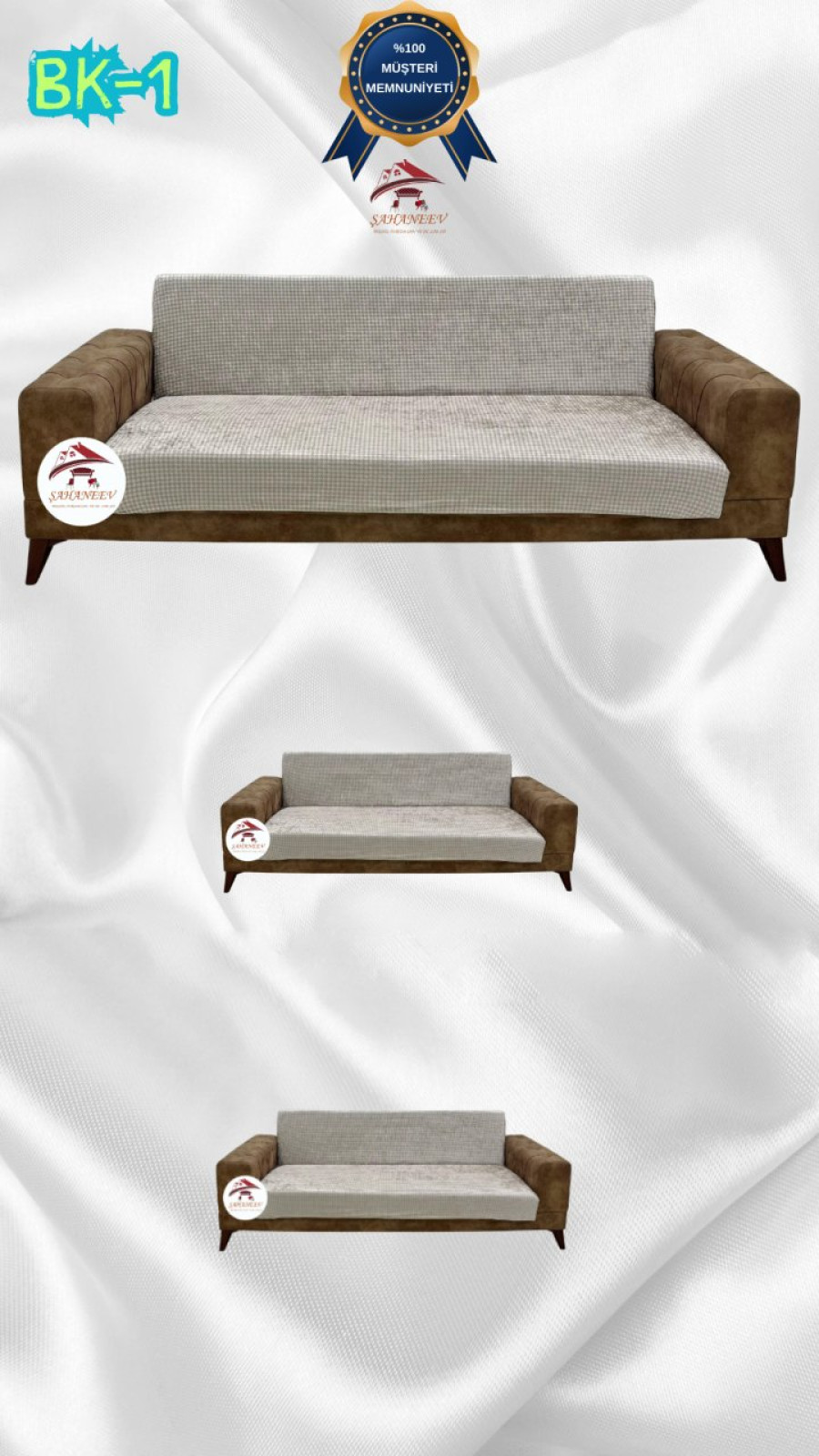 Desenli Baskılı Kadife Kolsuz Koltuk Kılıfı - Elastik Esnek Koltuk Takımı Koruyucu Set Model BK-01 Renk 3+2+2 (3 Parça Set) Özel Ölçü