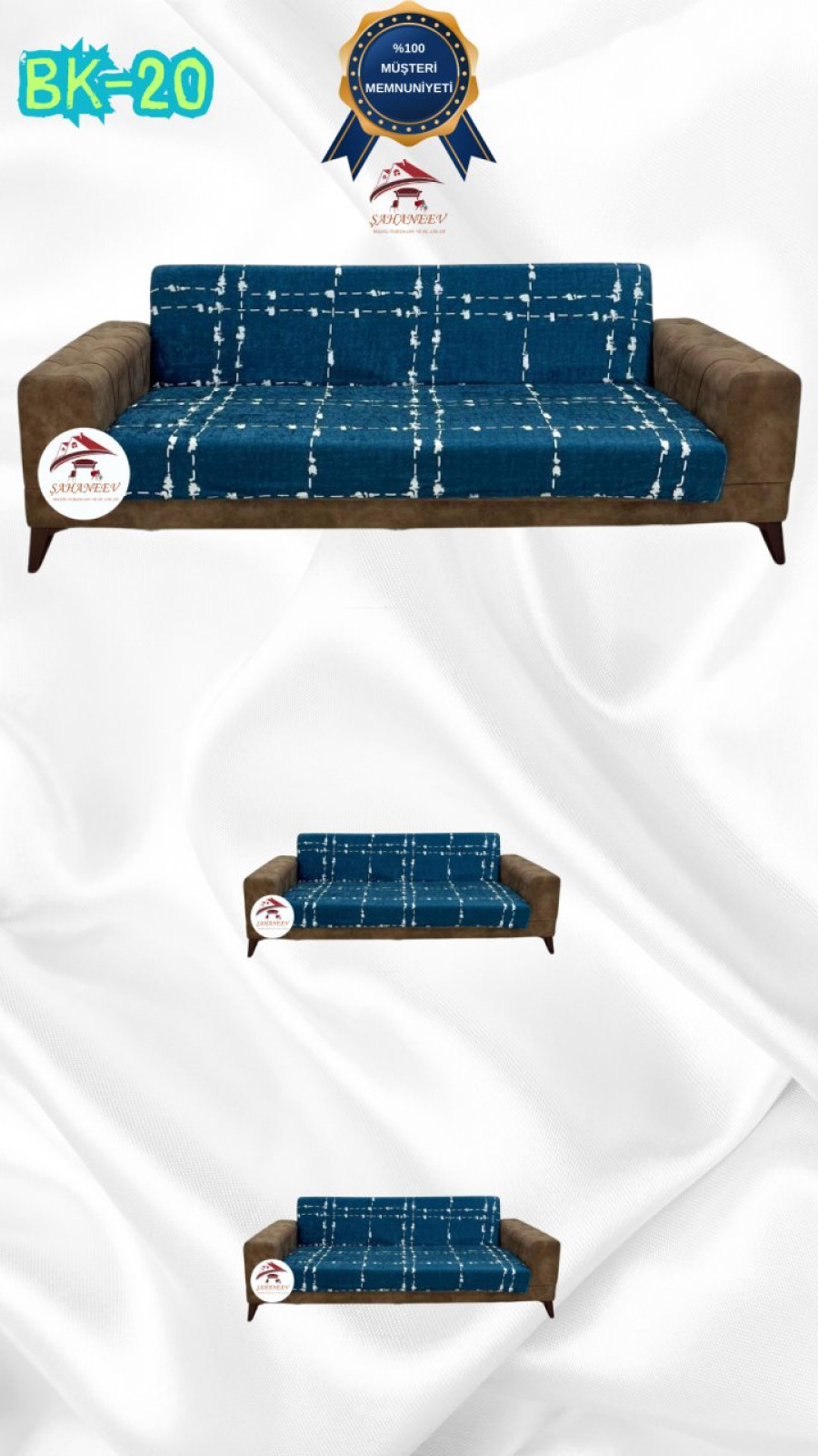 Desenli Baskılı Kadife Kolsuz Koltuk Kılıfı - Elastik Esnek Koltuk Takımı Koruyucu Set Model BK-20 Renk 3+2+2 (3 Parça Set)