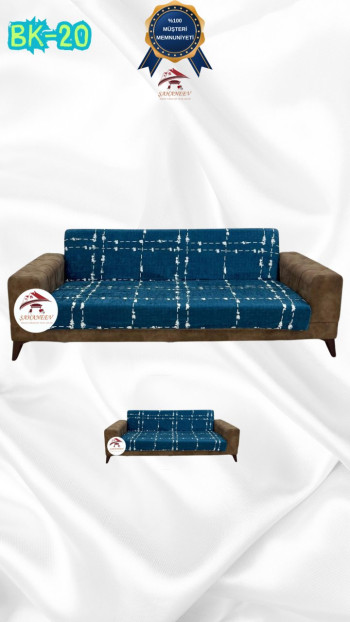 Patterned Printed Velvet Armless Sofa Cover - Elastic Flexible Sofa Set Protector Set Model BK-20 Color 3+2 (2 Piece Set)