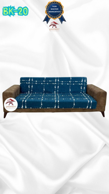 Patterned Printed Velvet Armless Sofa Cover - Elastic Flexible Sofa Set Protector Set Model BK-20 Color 3-Seater Set (1 Piece)