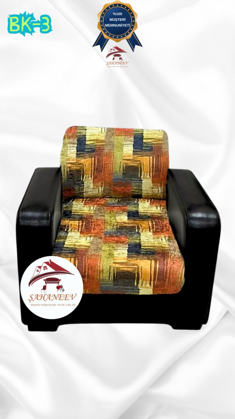 Desenli Baskılı Kadife Kolsuz Koltuk Kılıfı - Elastik Esnek Koltuk Takımı Koruyucu Set Model BK-03 Renk Tekli (1 Parça)