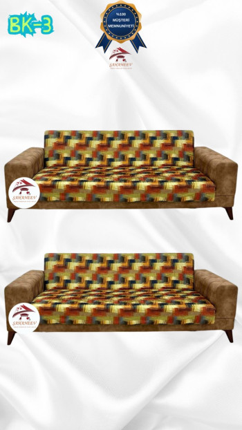 Desenli Baskılı Kadife Kolsuz Koltuk Kılıfı - Elastik Esnek Koltuk Takımı Koruyucu Set Model BK-03 Renk 3+3 (2 Parça Set)