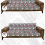 Desenli Baskılı Kadife Kolsuz Koltuk Kılıfı - Elastik Esnek Koltuk Takımı Koruyucu Set Model BK-04 Renk 3+3+2 (3 Parça Set)