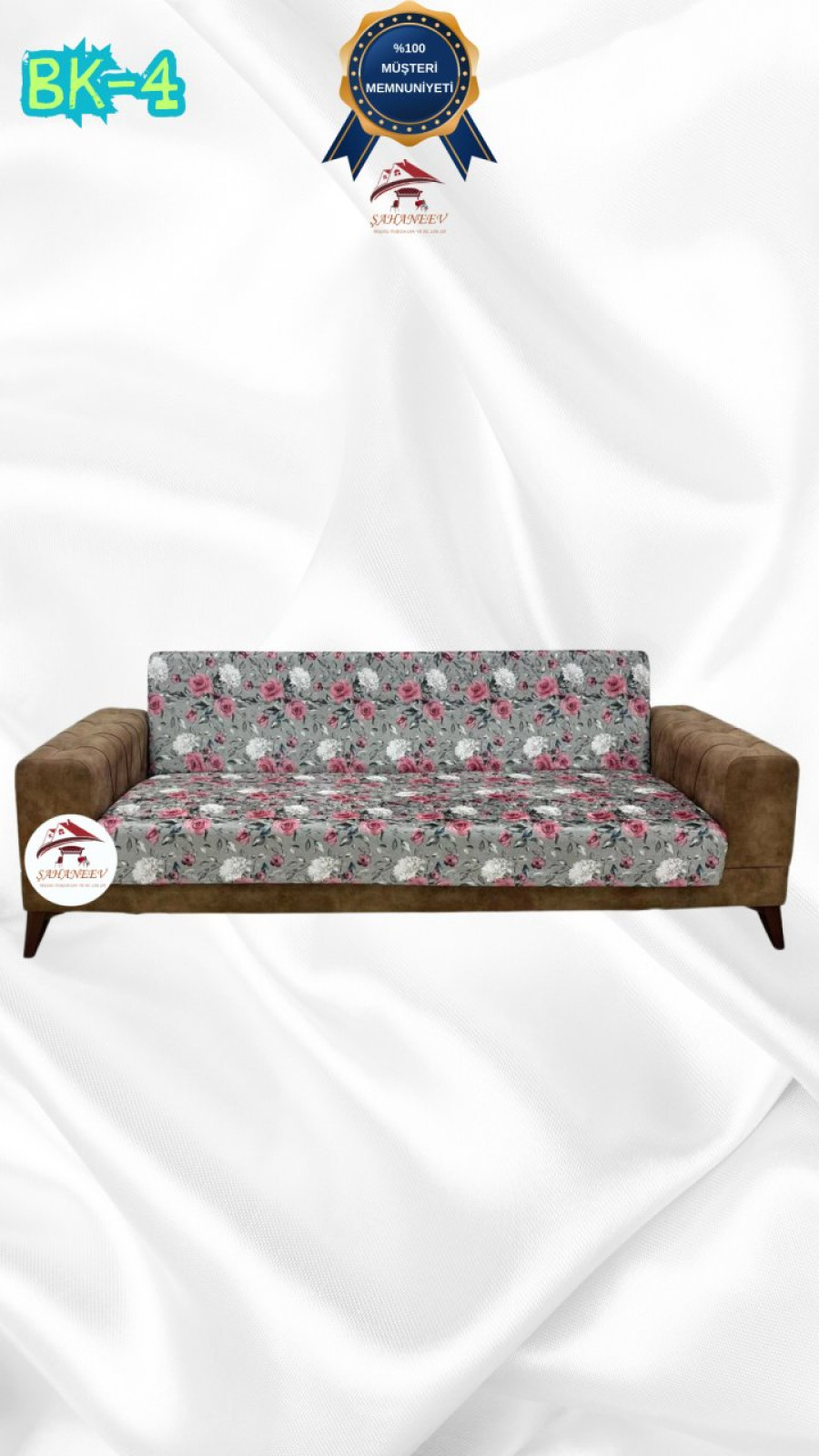 Patterned Printed Velvet Armless Sofa Cover - Elastic Flexible Sofa Set Protector Set Model BK-04 Color 3-Seater Set (1 Piece) Custom Size