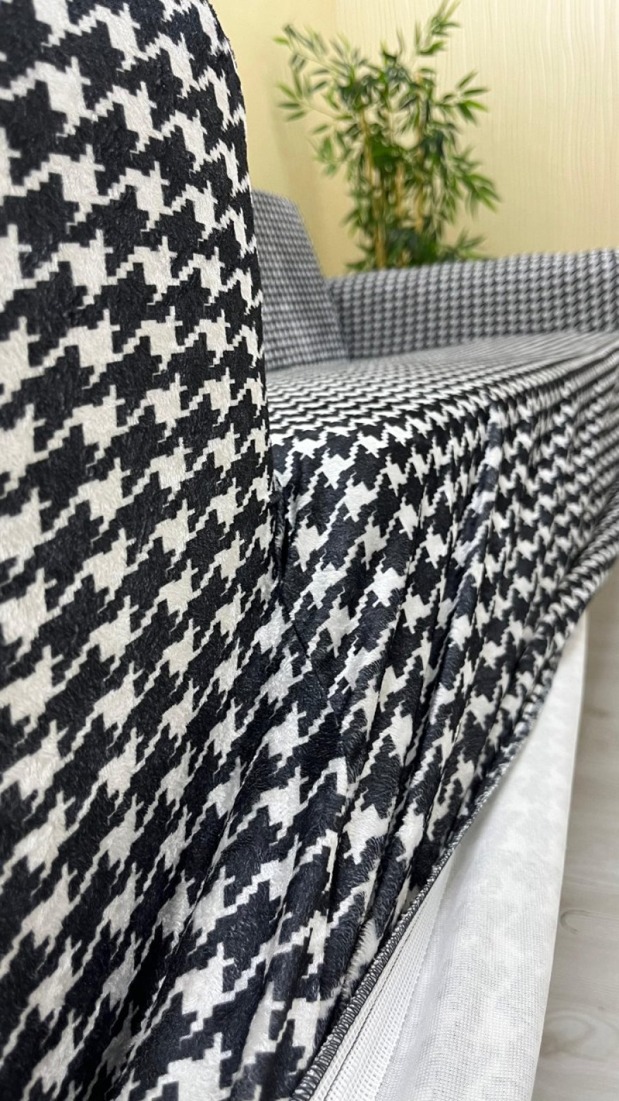 Patterned Printed Velvet Armless Sofa Cover - Elastic Flexible Sofa Set Protector Set Model BK-05 Color 1+1 (2 Piece Set) Custom Size