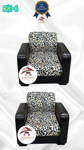 Patterned Printed Velvet Armless Sofa Cover - Elastic Flexible Sofa Set Protector Set Model BK-06 Color 1+1 (2 Piece Set)