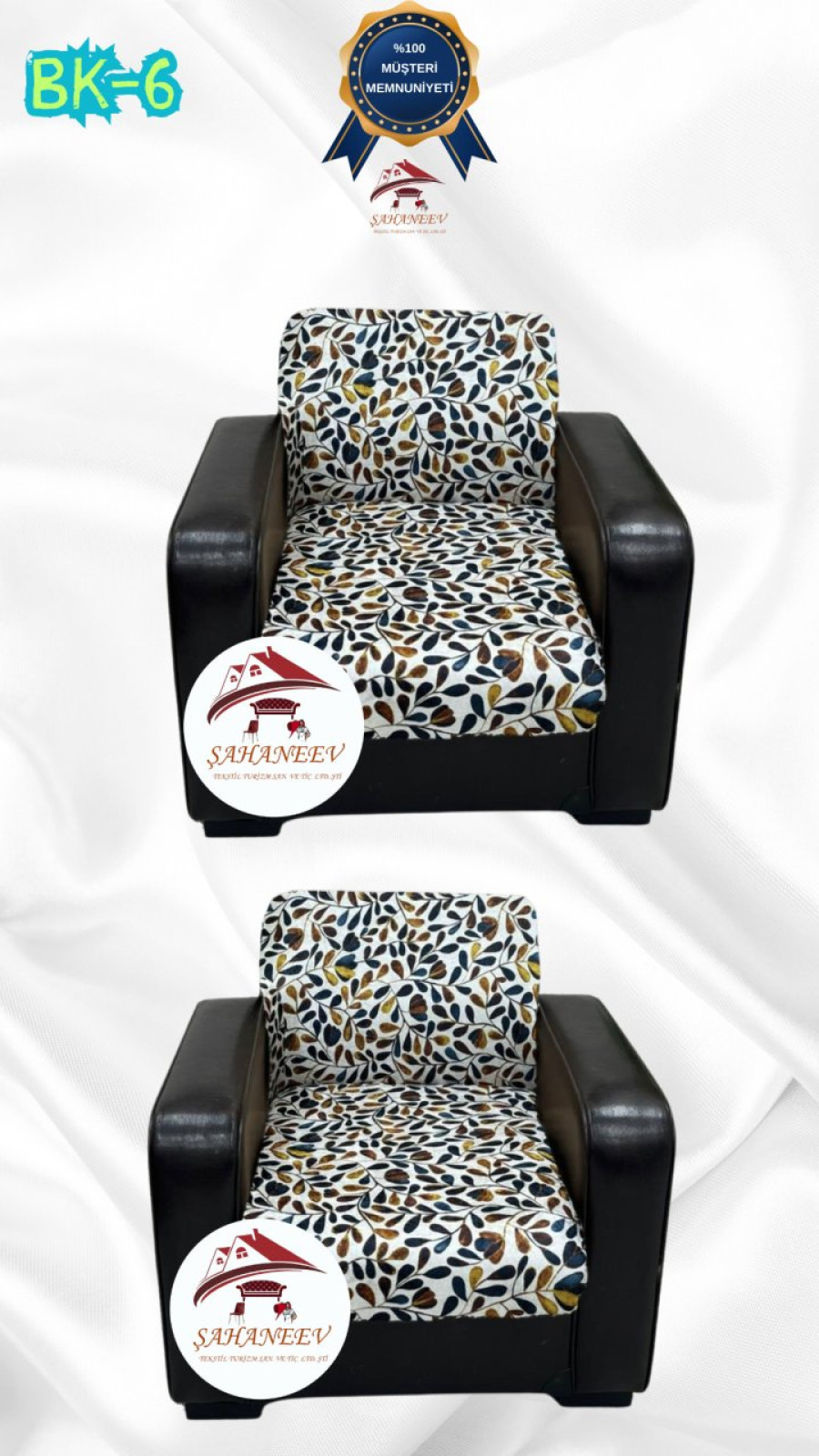 Patterned Printed Velvet Armless Sofa Cover - Elastic Flexible Sofa Set Protector Set Model BK-06 Color 1+1 (2 Piece Set) Custom Size