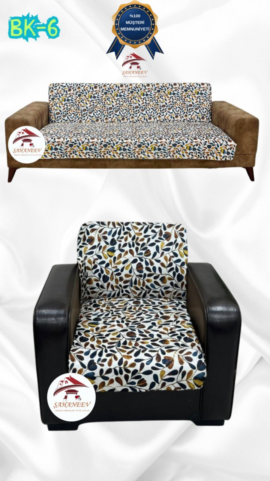 Patterned Printed Velvet Armless Sofa Cover - Elastic Flexible Sofa Set Protector Set Model BK-06 Color 3+1 (2 Piece Set) Custom Size
