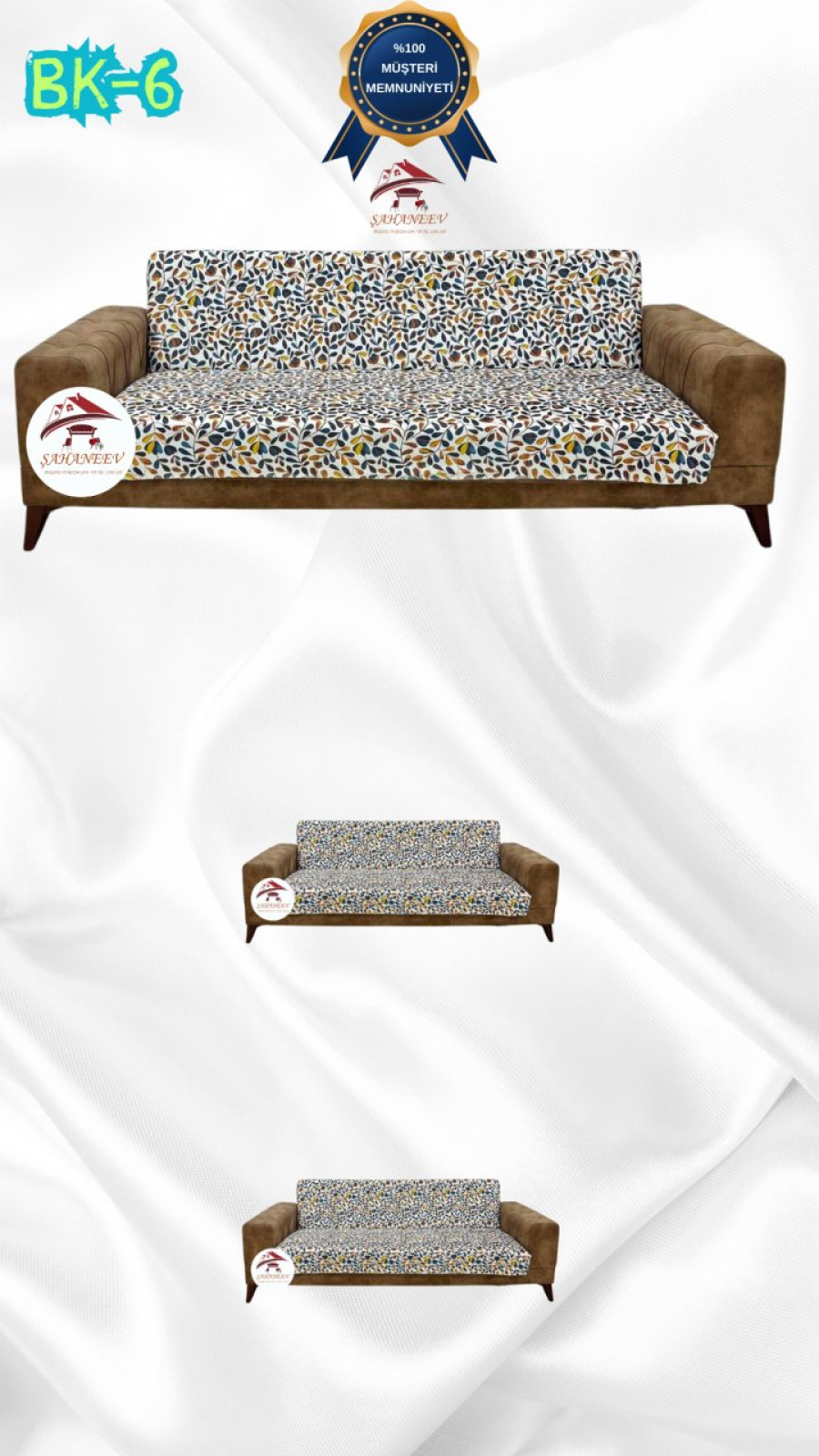 Desenli Baskılı Kadife Kolsuz Koltuk Kılıfı - Elastik Esnek Koltuk Takımı Koruyucu Set Model BK-06 Renk 3+2+2 (3 Parça Set) Özel Ölçü