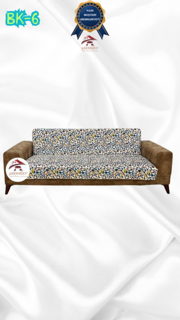 Patterned Printed Velvet Armless Sofa Cover - Elastic Flexible Sofa Set Protector Set Model BK-06 Color 3-Seater Set (1 Piece)