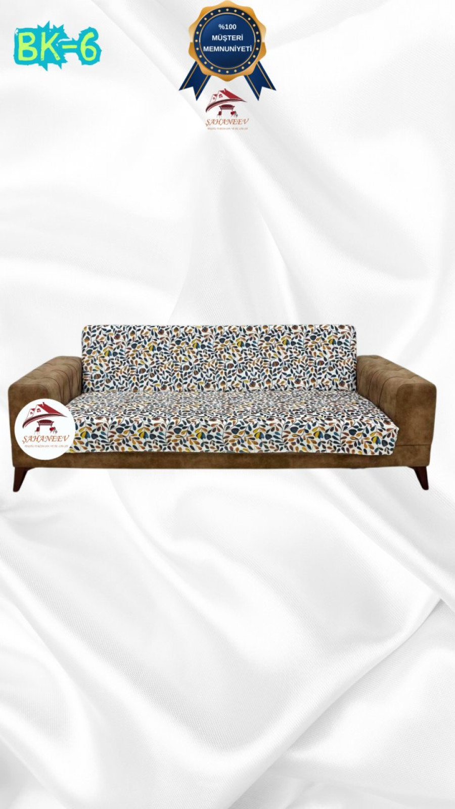 Patterned Printed Velvet Armless Sofa Cover - Elastic Flexible Sofa Set Protector Set Model BK-06 Color 3-Seater Set (1 Piece) Custom Size