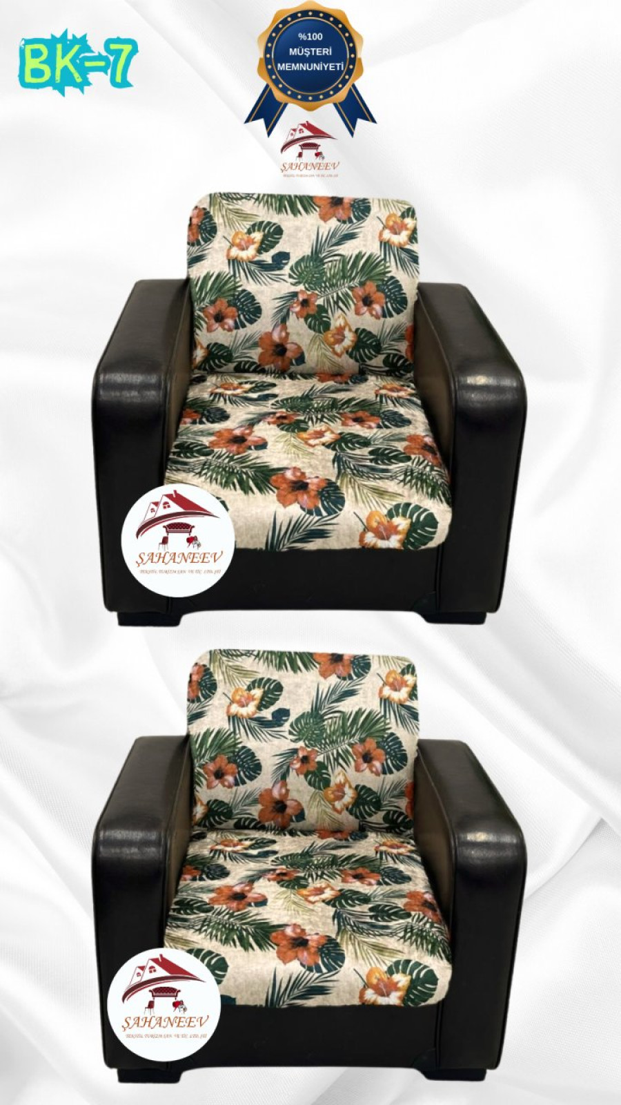 Patterned Printed Velvet Armless Sofa Cover - Elastic Flexible Sofa Set Protector Set Model BK-07 Color 1+1 (2 Piece Set) Custom Size