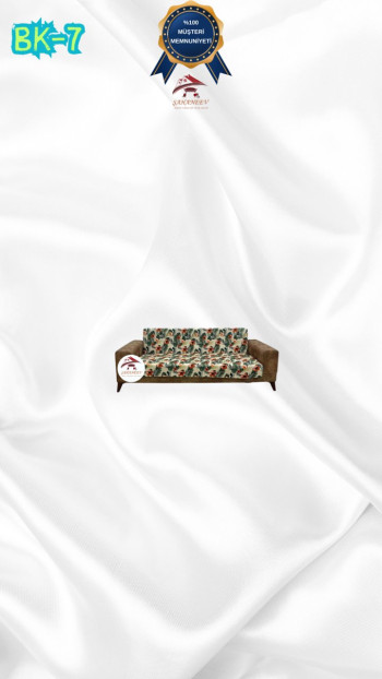 Patterned Printed Velvet Armless Sofa Cover - Elastic Flexible Sofa Set Protector Set Model BK-07 Color 2-Seater Set (1 Piece)