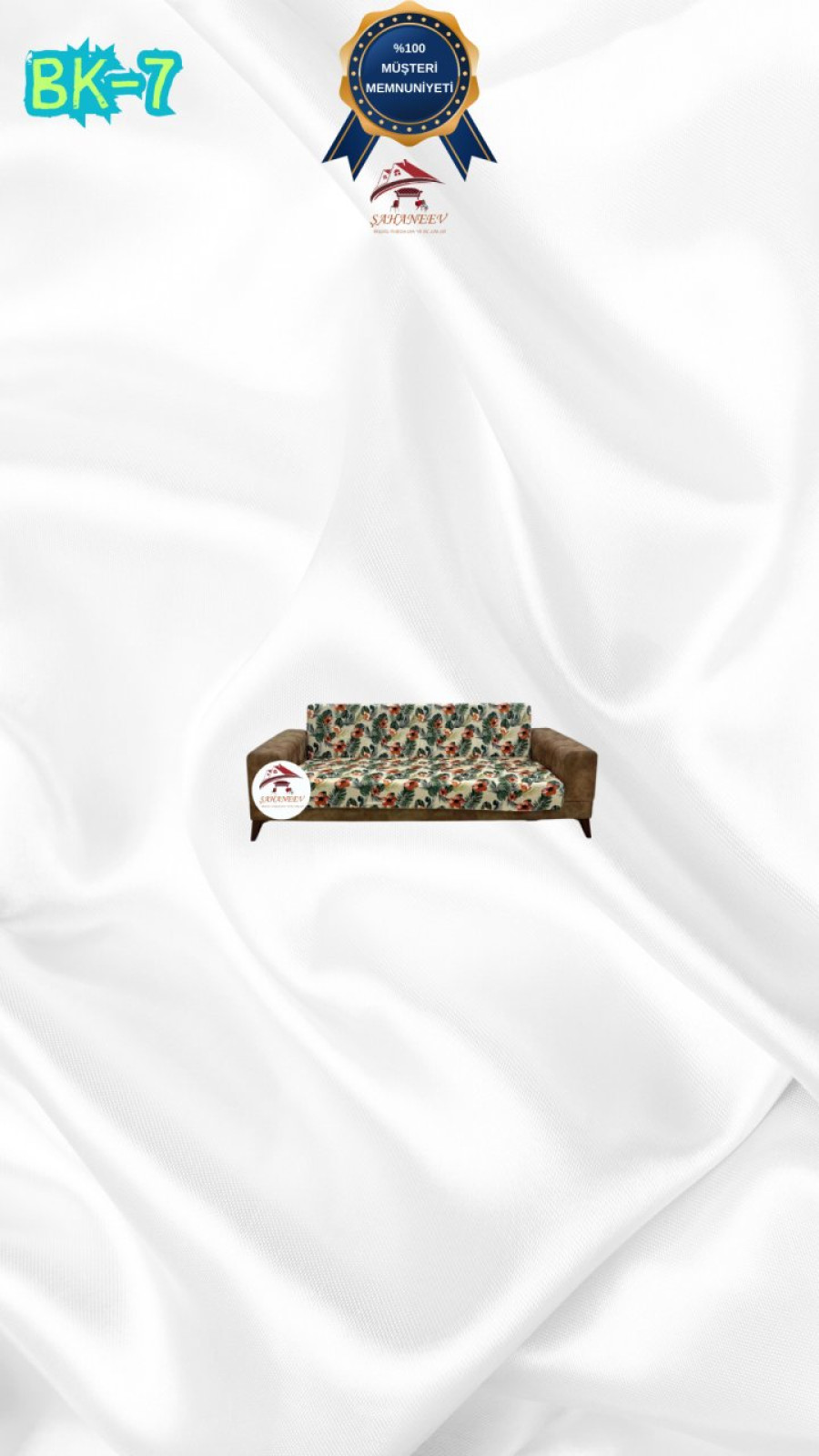 Patterned Printed Velvet Armless Sofa Cover - Elastic Flexible Sofa Set Protector Set Model BK-07 Color 2-Seater Set (1 Piece) Custom Size