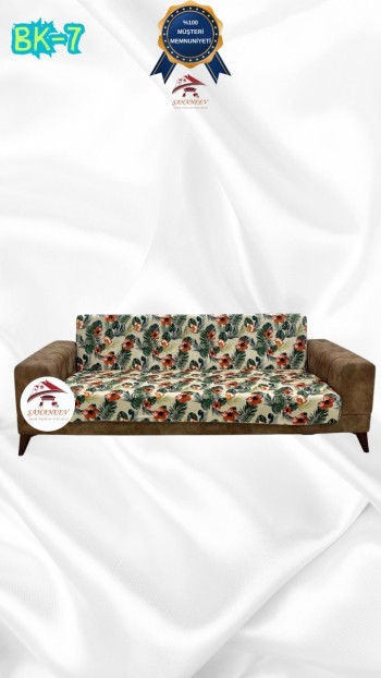 Patterned Printed Velvet Armless Sofa Cover - Elastic Flexible Sofa Set Protector Set Model BK-07 Color 3-Seater Set (1 Piece)