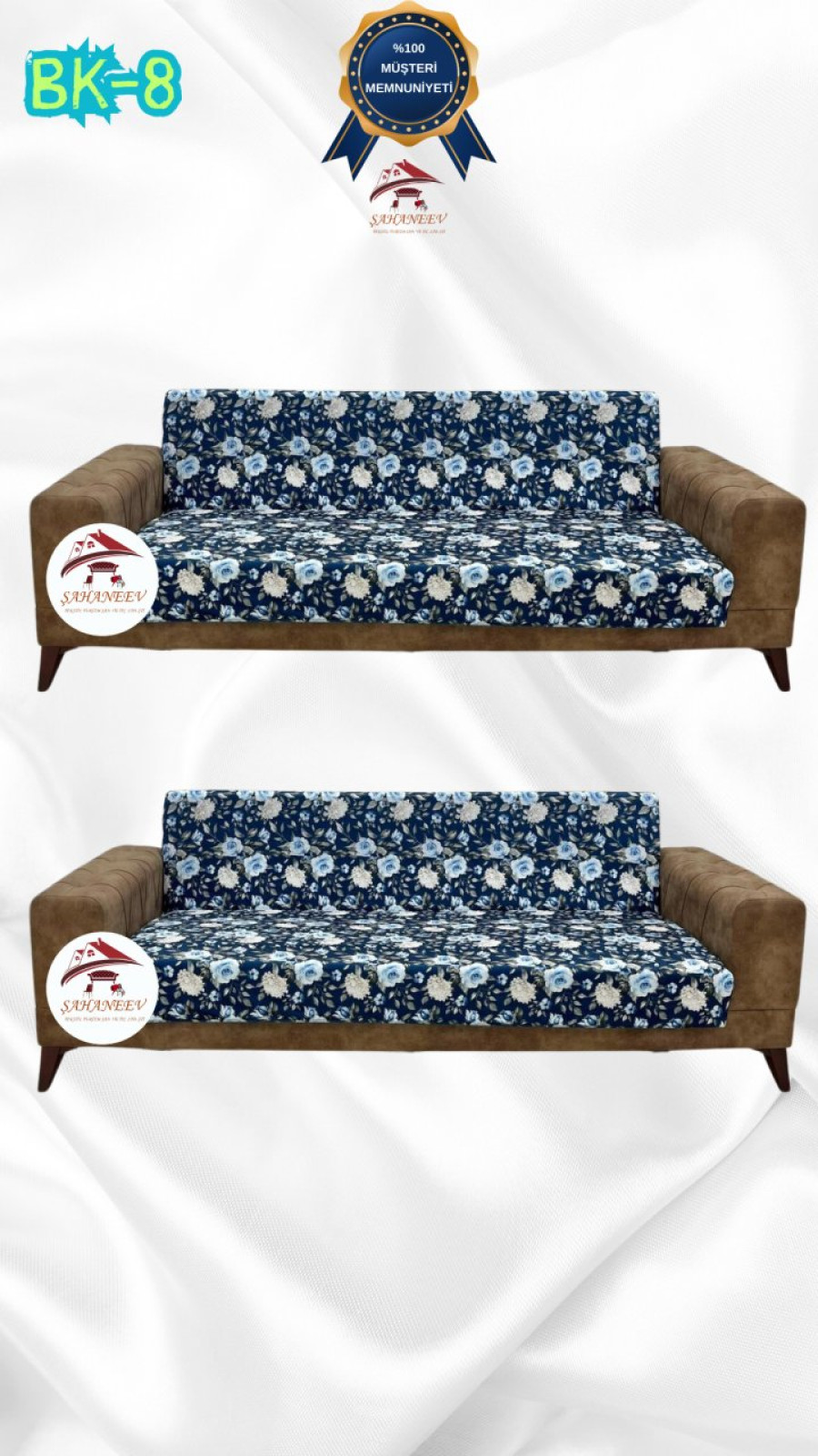 Desenli Baskılı Kadife Kolsuz Koltuk Kılıfı - Elastik Esnek Koltuk Takımı Koruyucu Set Model BK-08 Renk 3+3 (2 Parça Set) Özel Ölçü