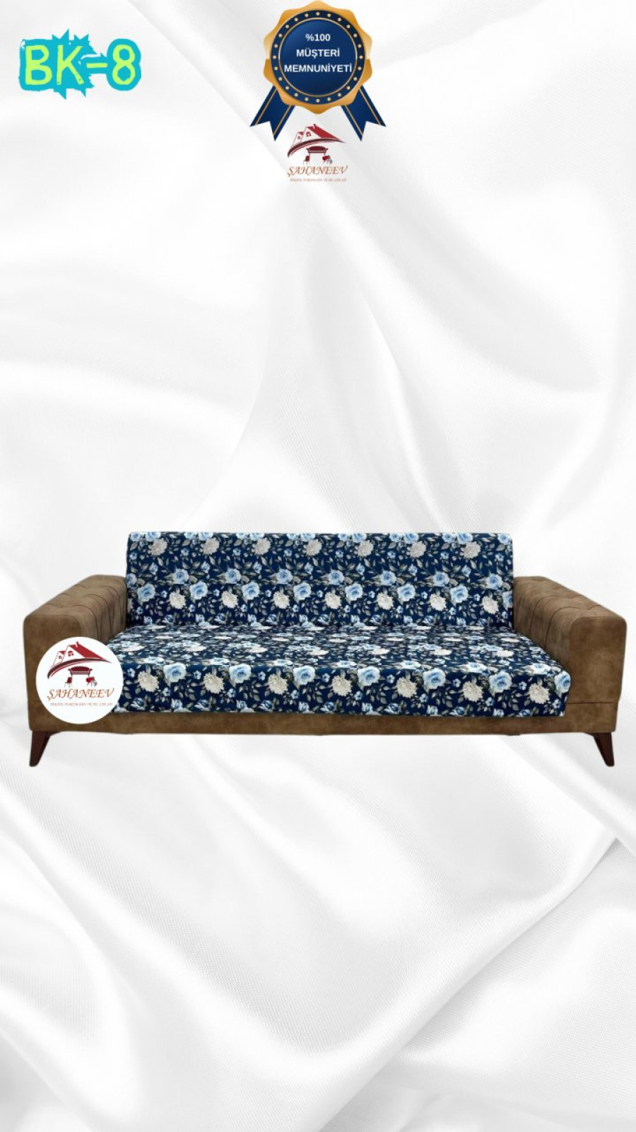 Patterned Printed Velvet Armless Sofa Cover - Elastic Flexible Sofa Set Protector Set Model BK-08 Color 3-Seater Set (1 Piece)
