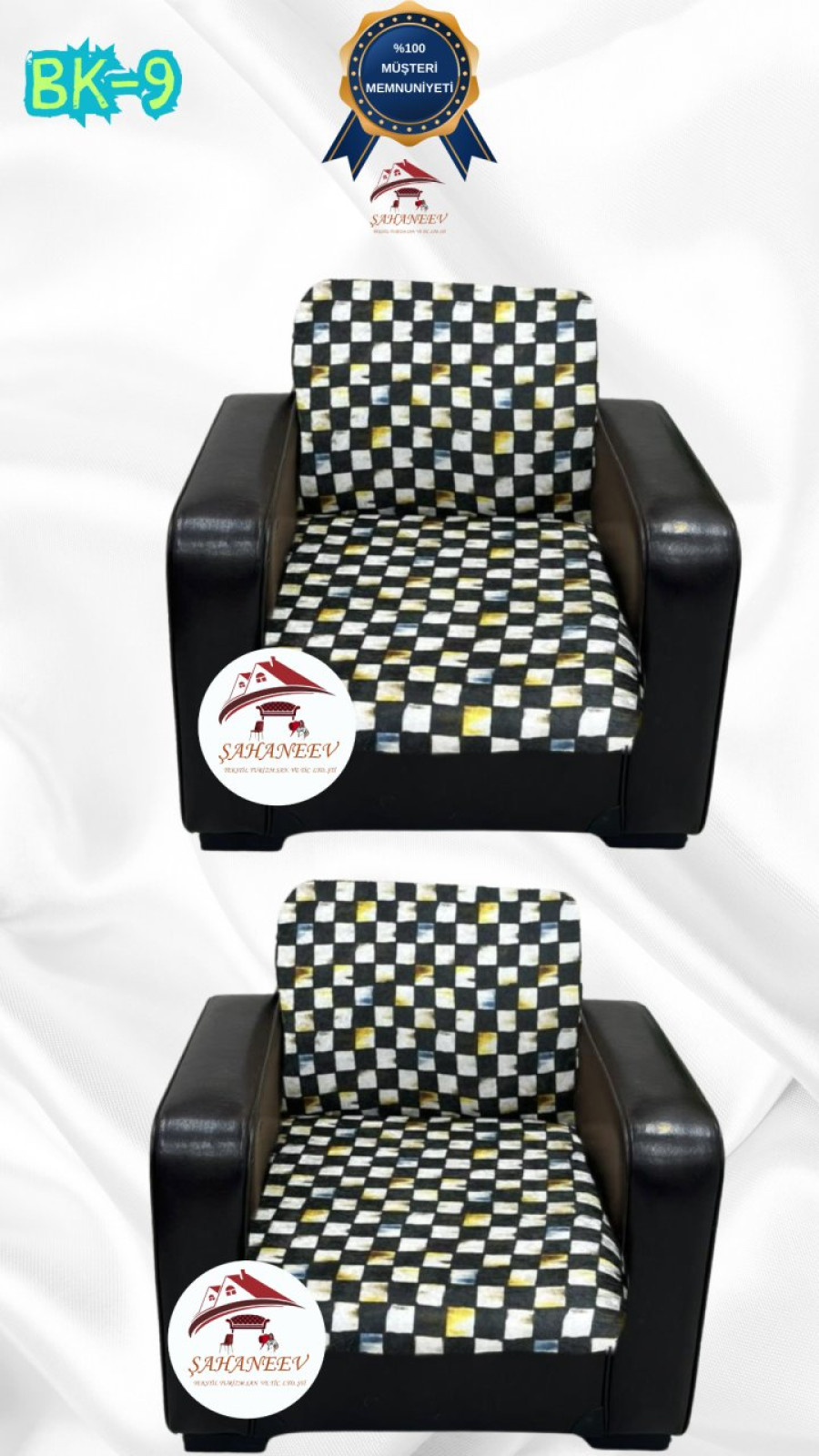 Patterned Printed Velvet Armless Sofa Cover - Elastic Flexible Sofa Set Protector Set Model BK-09 Color 1+1 (2 Piece Set) Custom Size