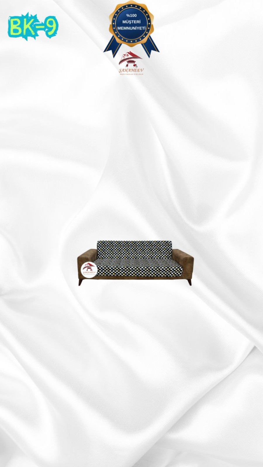 Patterned Printed Velvet Armless Sofa Cover - Elastic Flexible Sofa Set Protector Set Model BK-09 Color 2-Seater Set (1 Piece) Custom Size