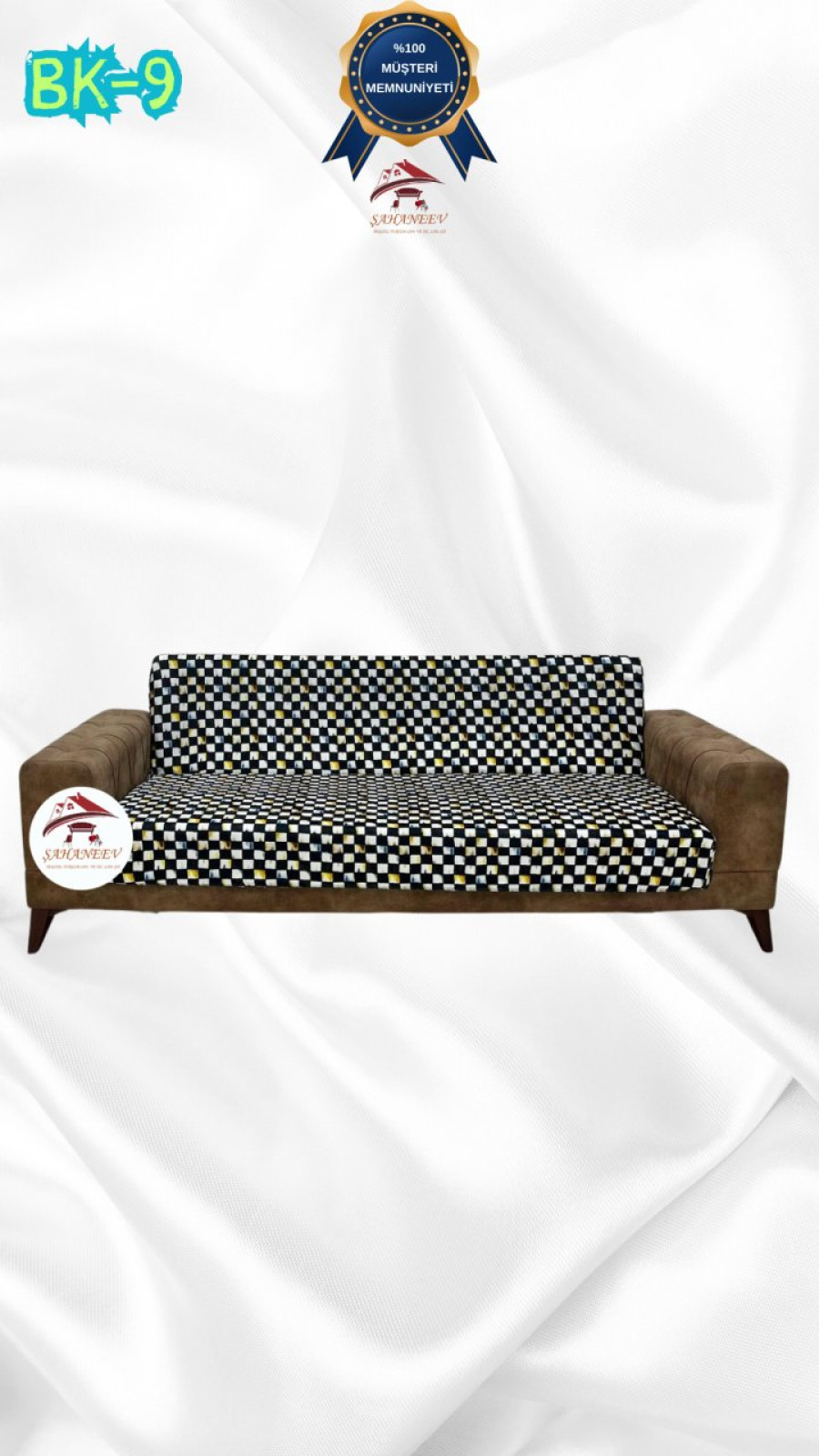 Patterned Printed Velvet Armless Sofa Cover - Elastic Flexible Sofa Set Protector Set Model BK-09 Color 3-Seater Set (1 Piece)