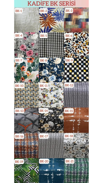 Desenli Baskılı Kadife Kolsuz Koltuk Kılıfı - Elastik Esnek Koltuk Takımı Koruyucu Set Model BK-03 Renk 3+3+2 (3 Parça Set)