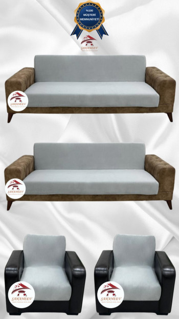 Italian Suede Fabric Elastic Flexible Protective Armless Sofa Cover Light Gray Color 3+3+1+1 (4 Piece Set)