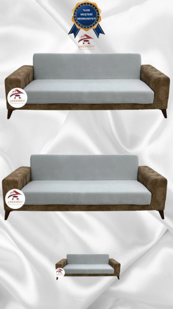 Italian Suede Fabric Elastic Flexible Protective Armless Sofa Cover Light Gray Color 3+3+2 (3 Piece Set)