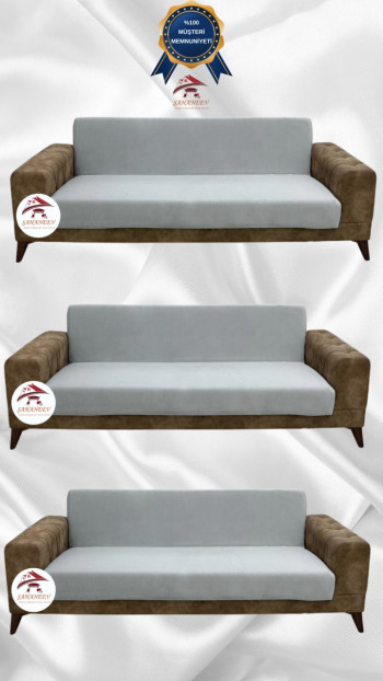 Italian Suede Fabric Elastic Flexible Protective Armless Sofa Cover Light Gray Color 3+3+3 (3 Piece Set)