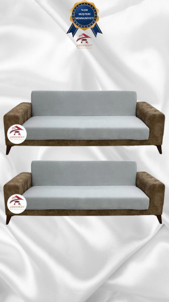 Italian Suede Fabric Elastic Flexible Protective Armless Sofa Cover Light Gray Color 3+3 (2 Piece Set)