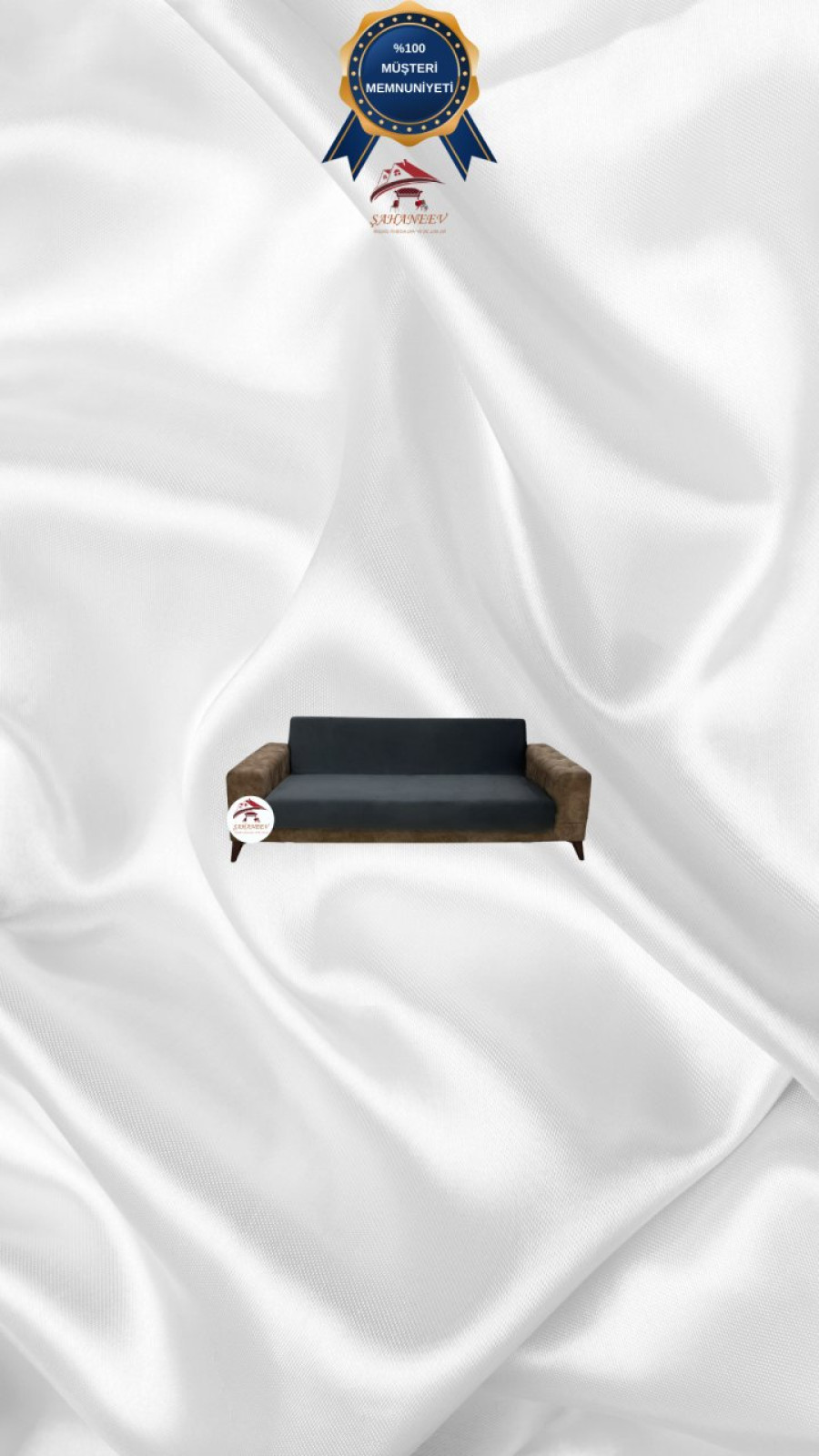 Italian Suede Fabric Elastic Flexible Protective Armless Sofa Cover Anthracite Color 2-Seater Set (1 Piece)