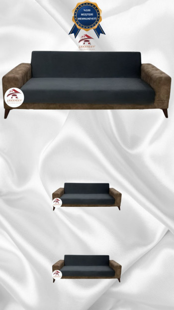 Italian Suede Fabric Elastic Flexible Protective Armless Sofa Cover Anthracite Color 3+2+2 (3 Piece Set)