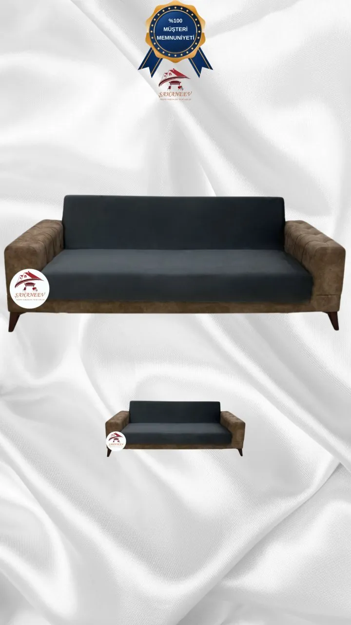İtalyan Süet Kumaş Elastik Esnek Koruyucu Kolsuz Koltuk Örtüsü Antrasit Renk 3+2 (2 Parça Set) Özel Ölçü