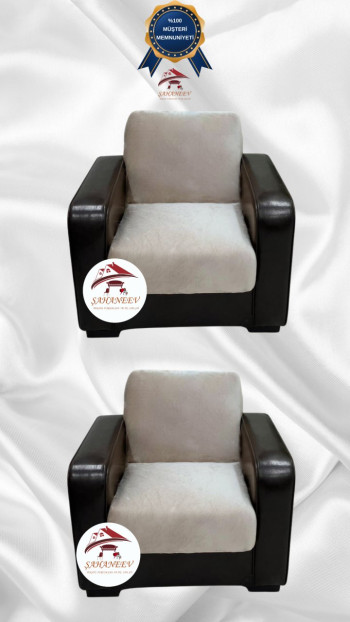 Italian Suede Fabric Elastic Flexible Protective Armless Sofa Cover Beige Color 1+1 (2 Piece Set)