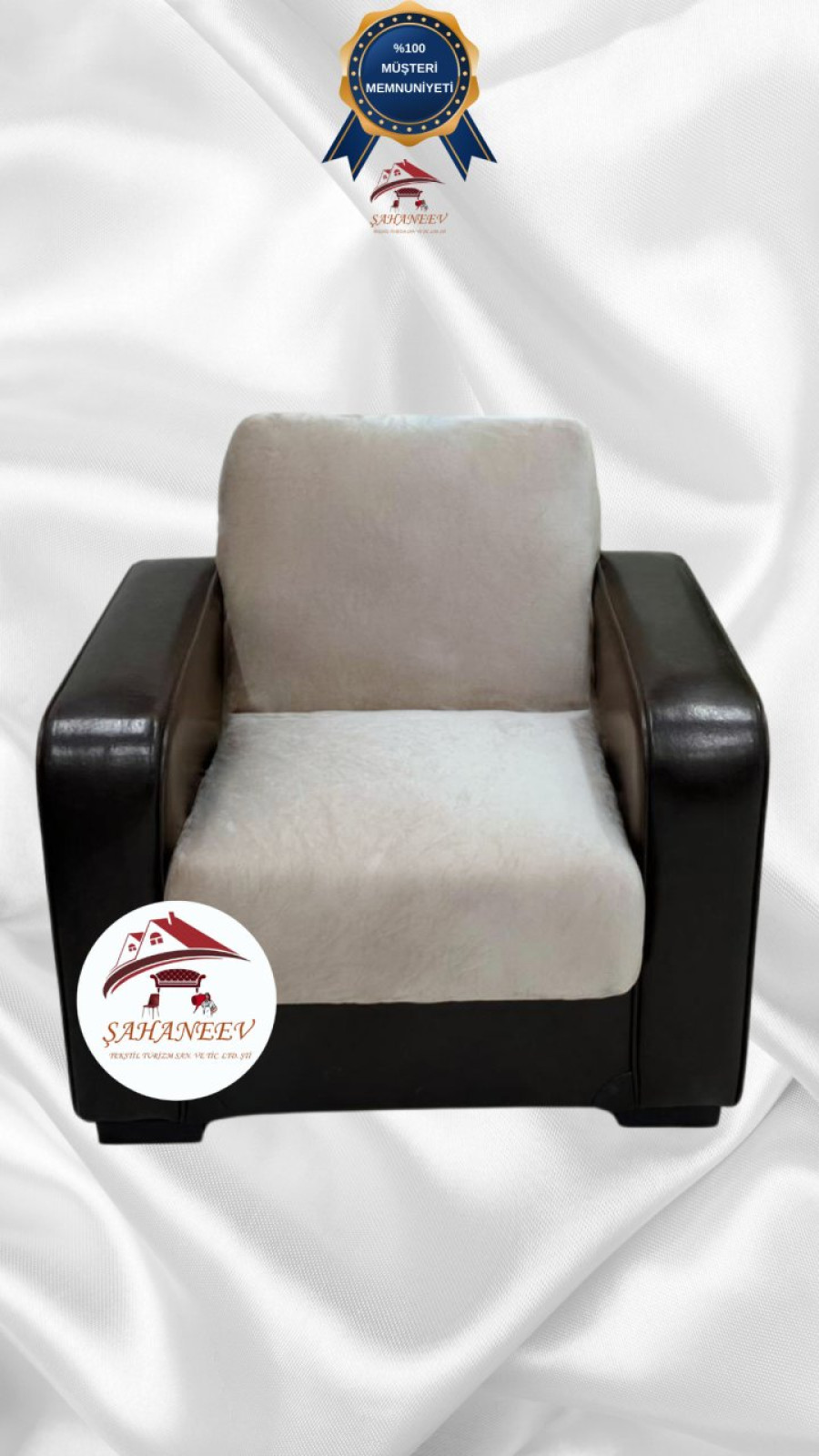 İtalyan Süet Kumaş Elastik Esnek Koruyucu Kolsuz Koltuk Örtüsü Bej Renk Tekli (1 Parça)