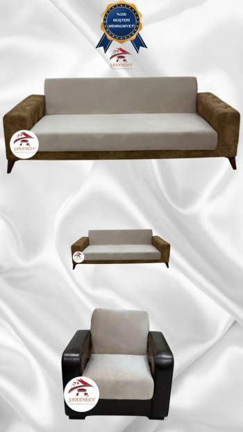 Italian Suede Fabric Elastic Flexible Protective Armless Sofa Cover Beige Color 3+2+1 (3 Piece Set)