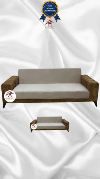 Italian Suede Fabric Elastic Flexible Protective Armless Sofa Cover Beige Color 3+2 (2 Piece Set)