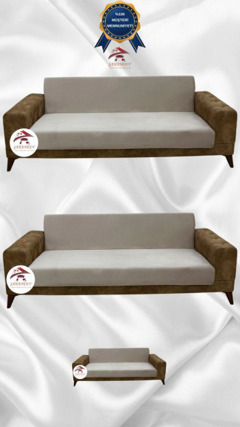 Italian Suede Fabric Elastic Flexible Protective Armless Sofa Cover Beige Color 3+3+2 (3 Piece Set)