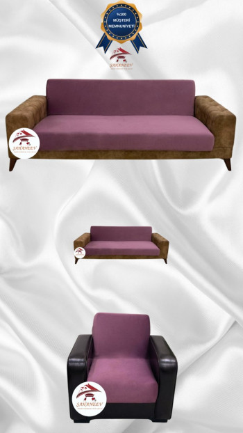 Italian Suede Fabric Elastic Flexible Protective Armless Sofa Cover Rose Color 3+2+1 (3 Piece Set)